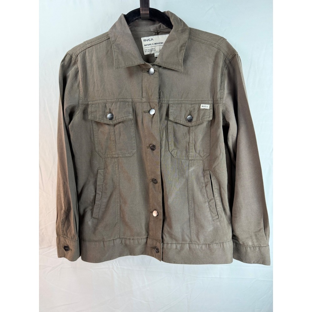 RVCA Nature X Industry Women XS Olive Green Utility Twill Jacket lightweight‎